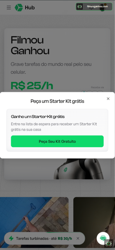 Janela de solicitação do Starter Kit